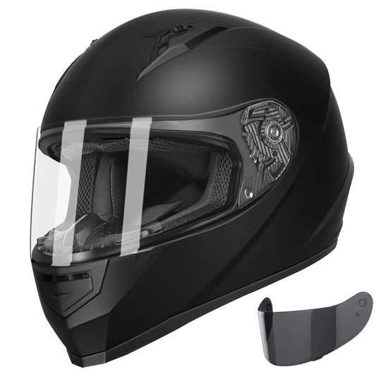 Compact Lightweight Full Face Motorcycle Helmet with Extra Tinted Visor, L