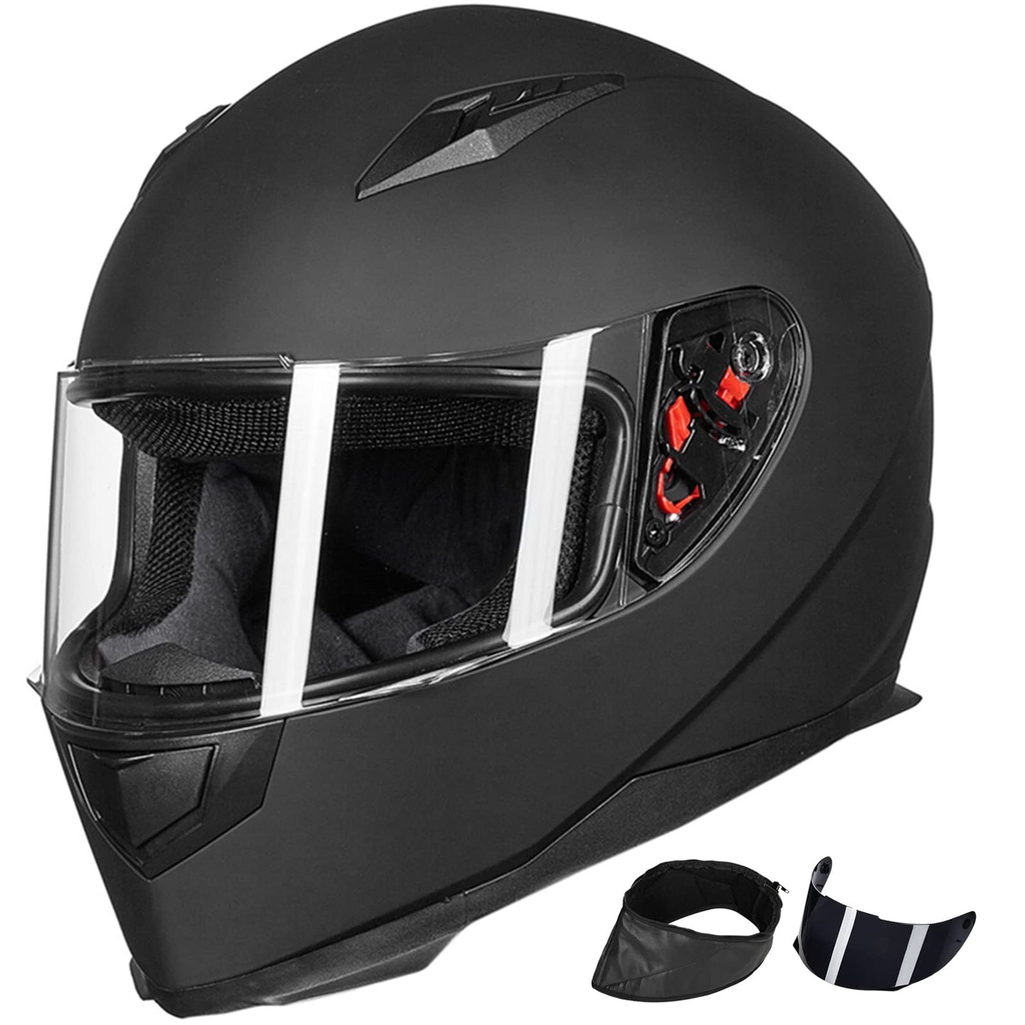 Casco integral para motocicleta con bufanda de invierno extraíble, talla M