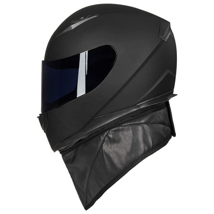 Full Face Motorcycle Street Bike Helmet with Removable Winter Neck Scarf, M