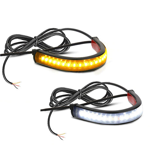 2PC Flexible Switchback Dual-Color White & Amber Motorcycle LED