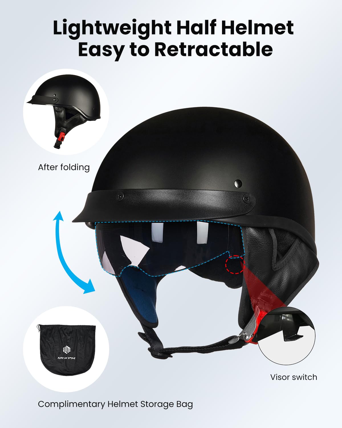 Helmet Motorcycle Open Face Model-205V, L