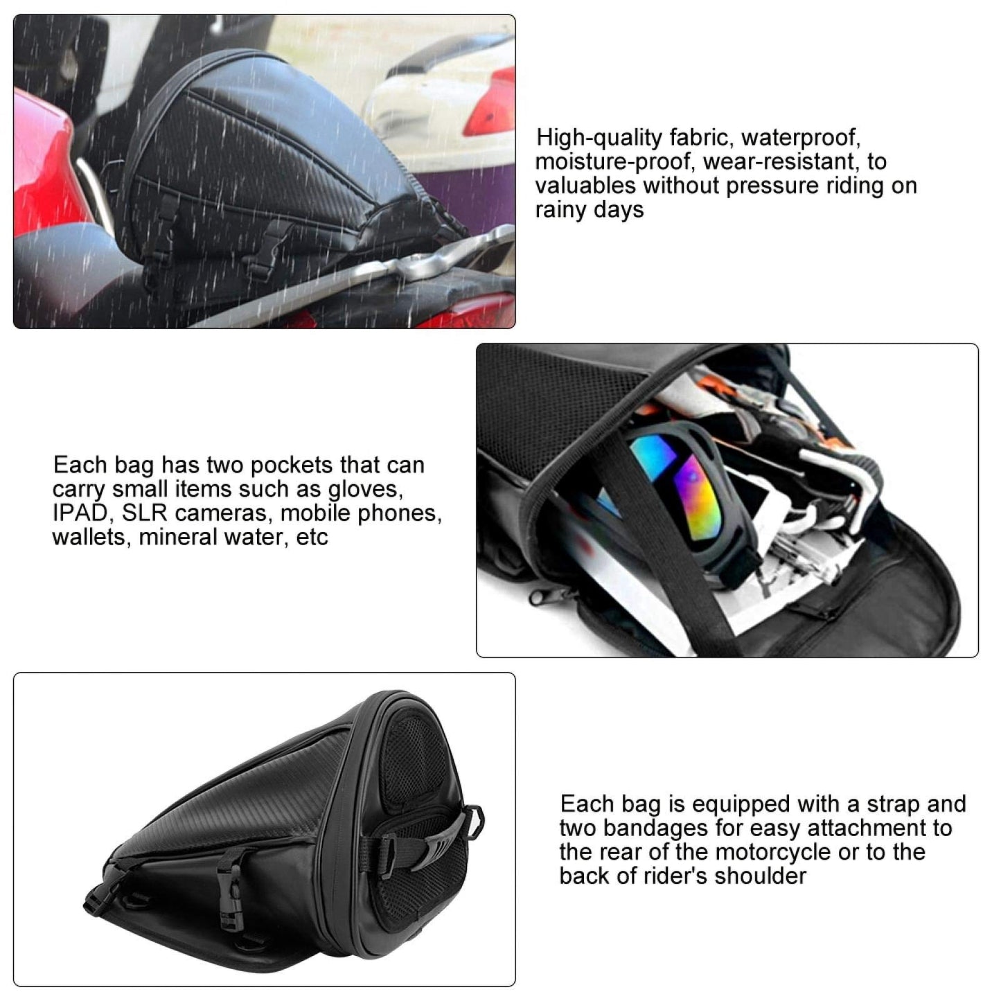 Motorcycle Backseat Bag Waterproof Storage