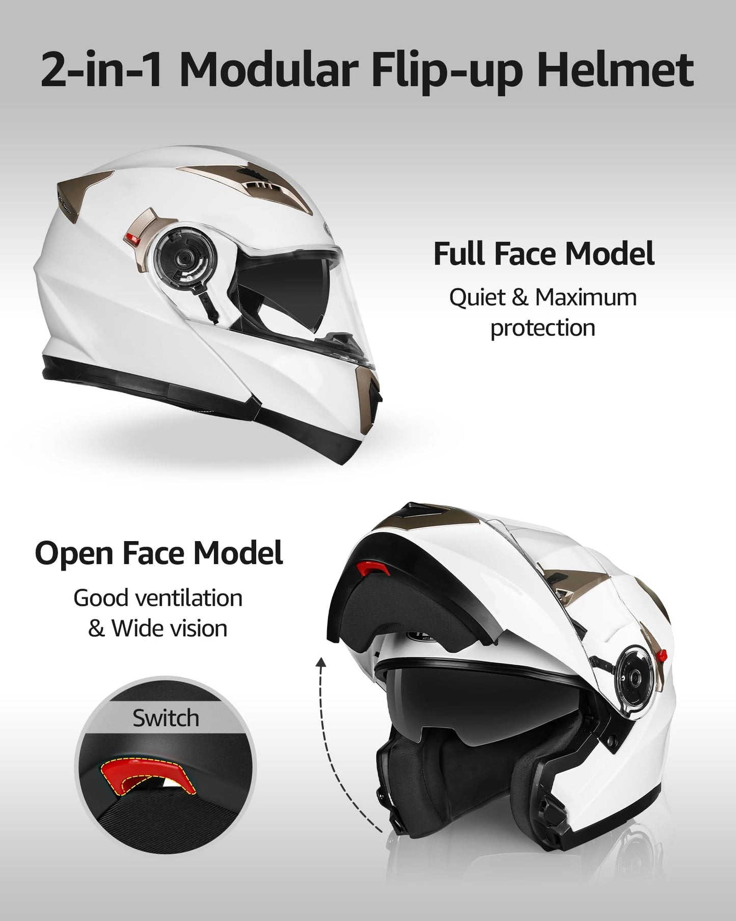 Motorcycle Modular Flip-up Helmet, M