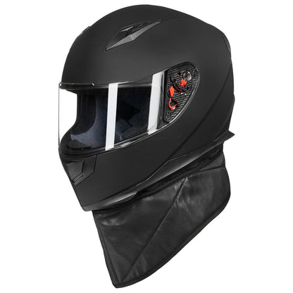 Casco integral para motocicleta con bufanda de invierno extraíble, talla M