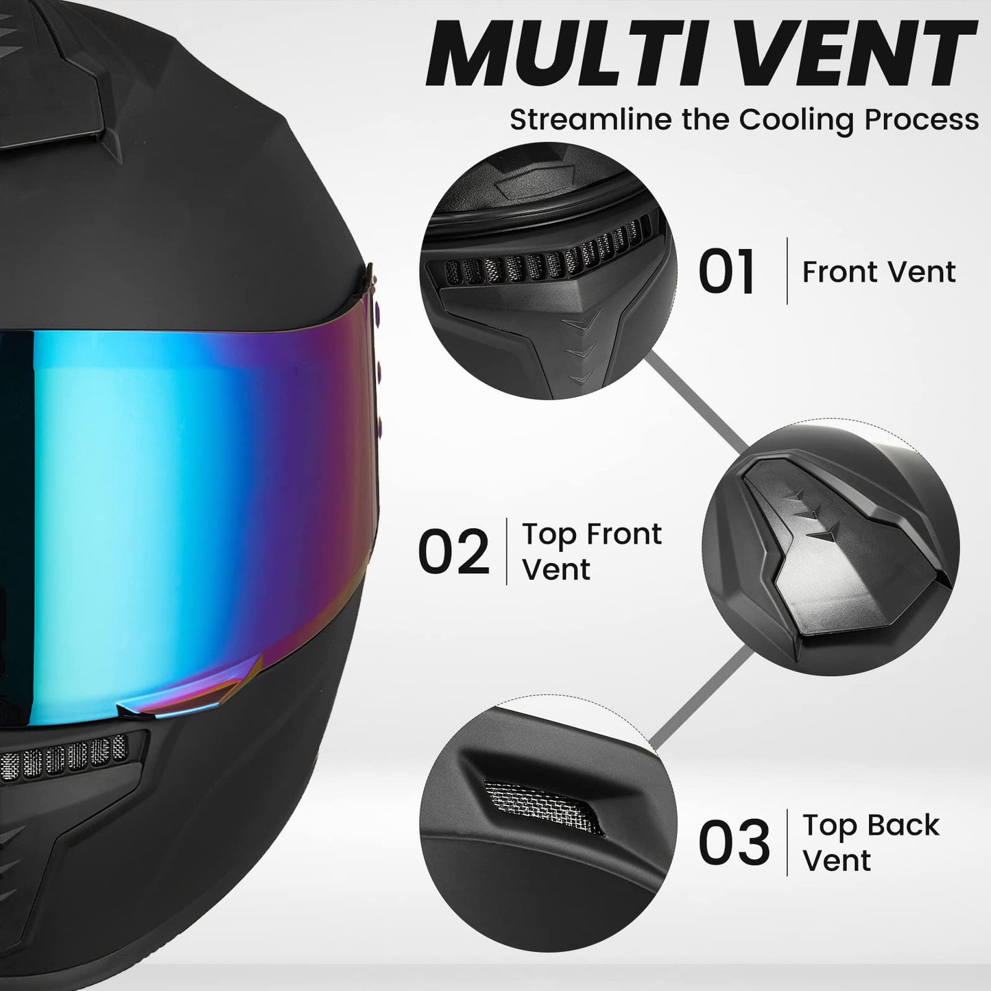 Street Bike Racing Helmet with Tinted Visor Model MD-813, L