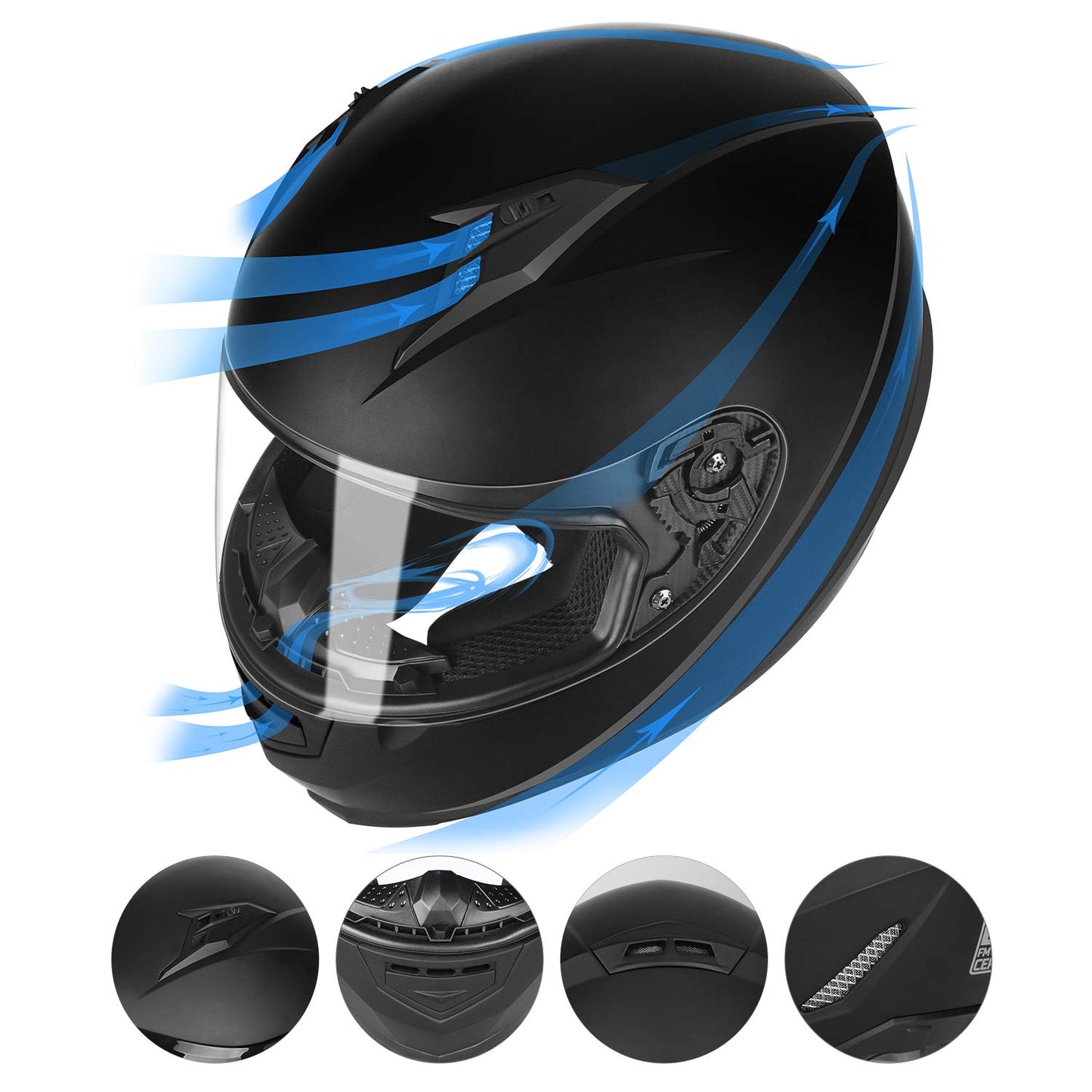 Casco integral para motocicleta compacto y ligero con visera extra tintada, L