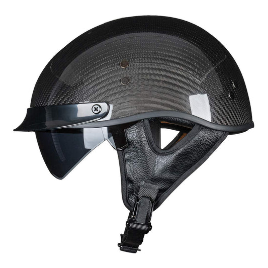 Casco de media cara para moto (negro brillante, talla S)