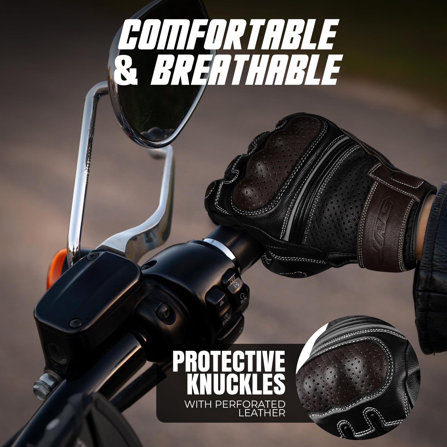 Motorcycle Gloves - Premium Leather Perforated