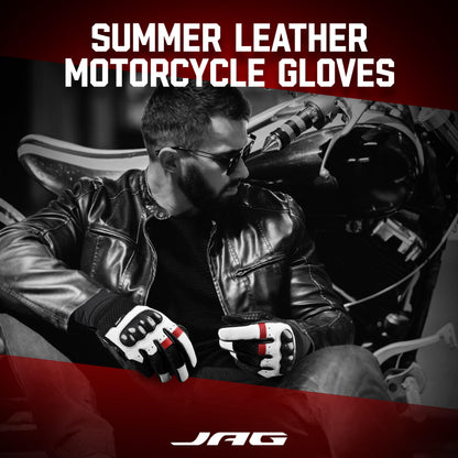 Guantes de cuero para moto para hombre