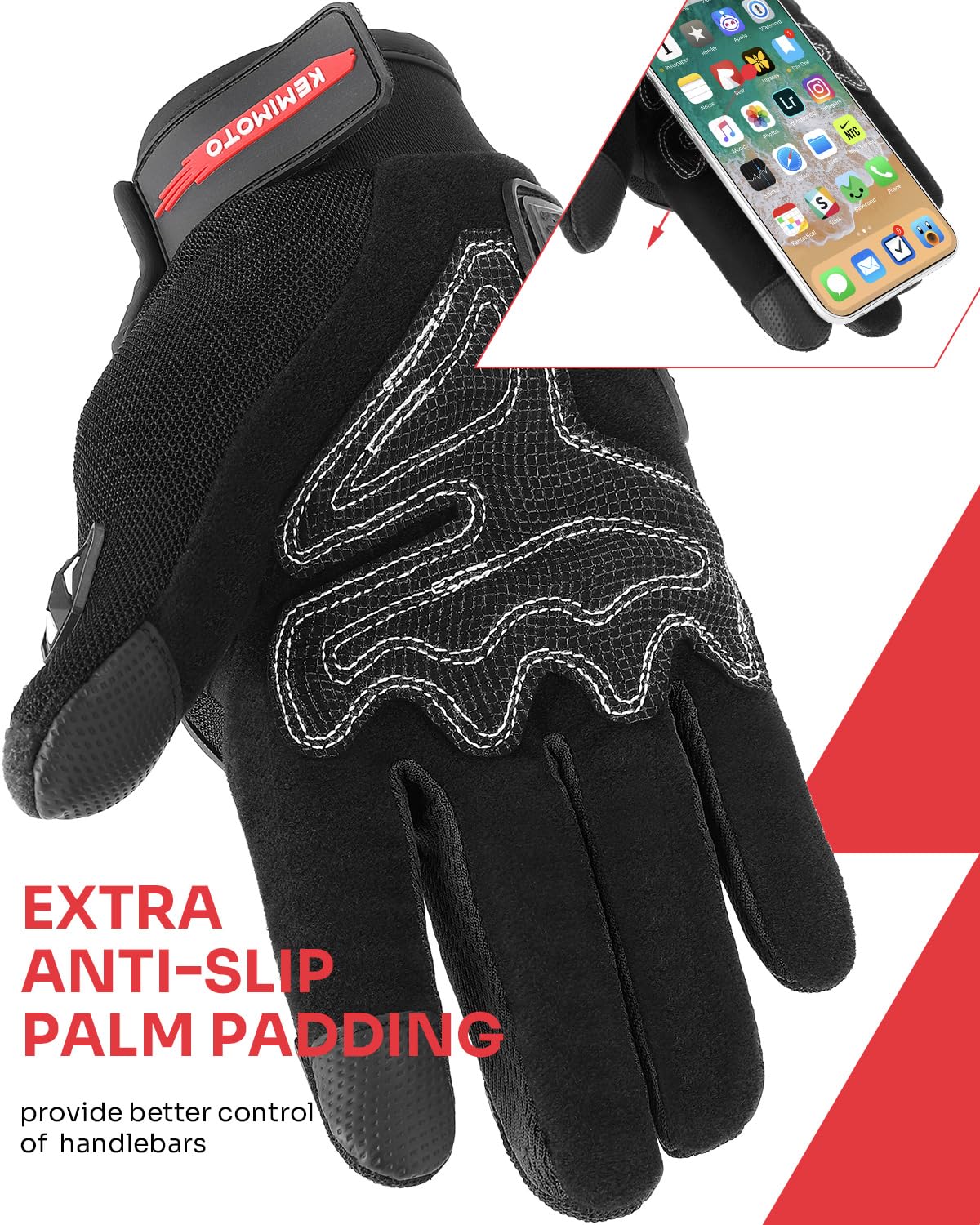 Motorcycle Gloves for Men, Touchscreen, M