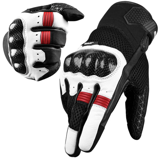 Guantes de cuero para moto para hombre