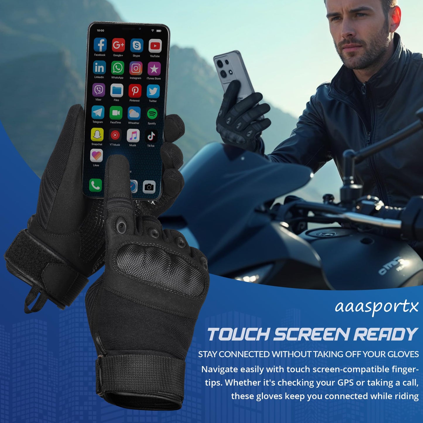 Motorcycle Gloves with Hard Knuckle